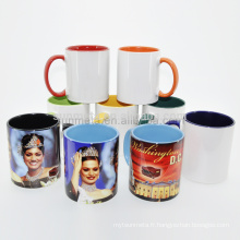 Sunmeta 11oz Blank Sublimation poignée intérieure couleur Tasses en céramique à bas prix en gros de Sunmeta